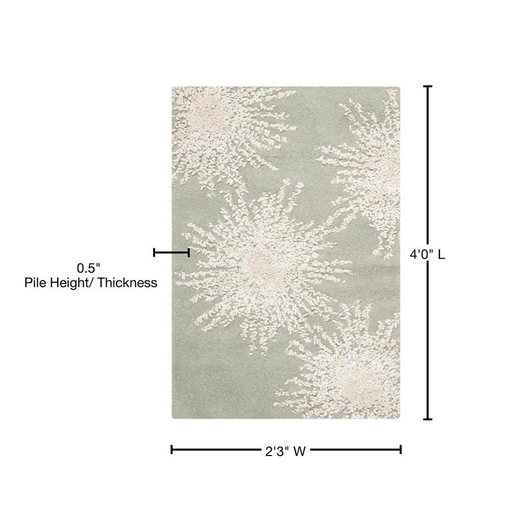 Grey and Ivory Hand-Tufted Wool Area Rug
