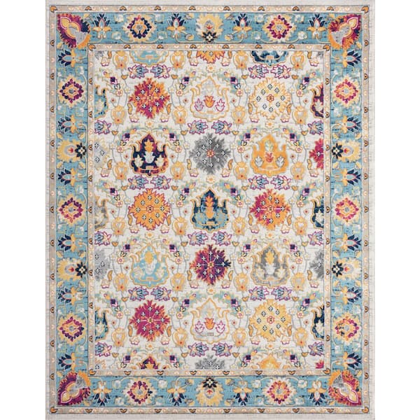 Tayse Rugs Dynamic Oriental Cream 5 ft. x 8 ft. Indoor Area Rug