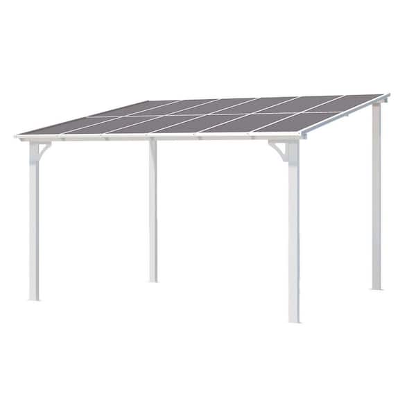 12 ft. x 10 ft. White Sloped Roof Patio Cover Outdoor Pergola with UV-Blocking Polycarbonate Canopy Panels