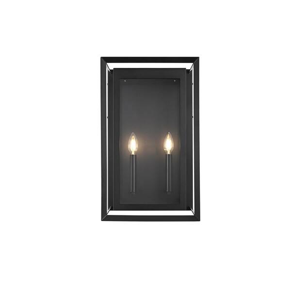 19.5 in. Black Outdoor Hardwired Wall Sconce with No Bulbs Included