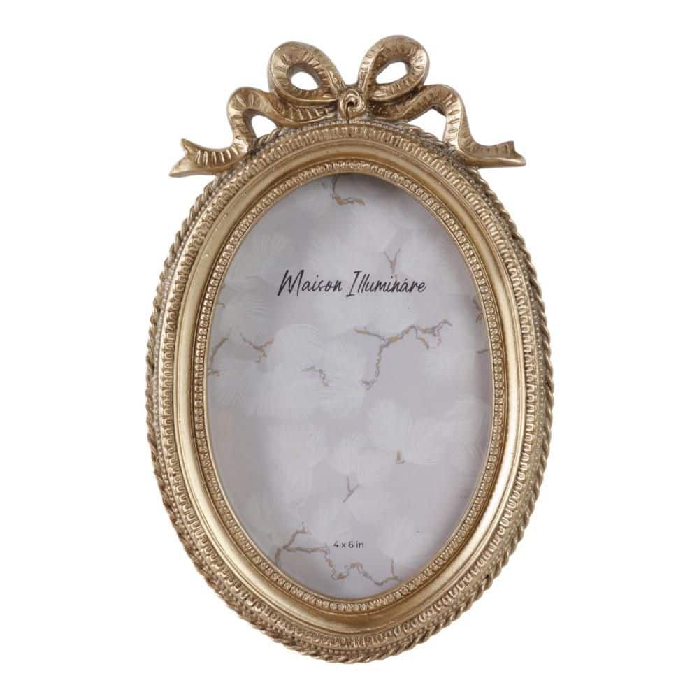 4 in. x 6 in. Gold Polyresin Oval Coquette Photo Frame with Bow price history on PriceWatchPro