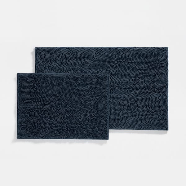 Becky Cameron Ultra Soft Navy Blue Chenille 2-Piece Bath Mat Set SHP-BM ...