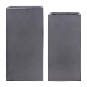 11 in. /13 in. Gray Polyresin Planter Stand Plant Pot for Outdoor/Indoor (2-Pack)
