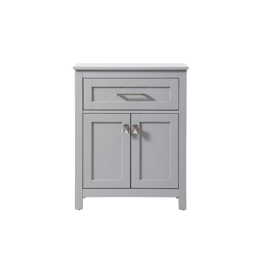 Timeless Home 24 in. W x 16 in. D x 30 in. H Gray Freestanding Linen Cabine