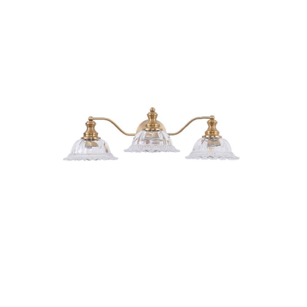 24 in. W 3-Light Vanity Light for Bathroom Modern Gold Wall Sconce with Glass Shade for Mirror, E26, No Bulbs Included price history on PriceWatchPro