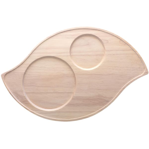 Hammock Wood 16.75 in. x 10.75 in. (Blonde) Para Rubber Tree Wood Serving Tray, Wave Shape