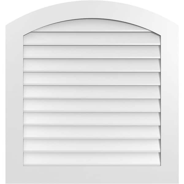 Ekena Millwork 34 in. x 36 in. Arch Top Surface Mount PVC Gable Vent: Functional with Standard Frame