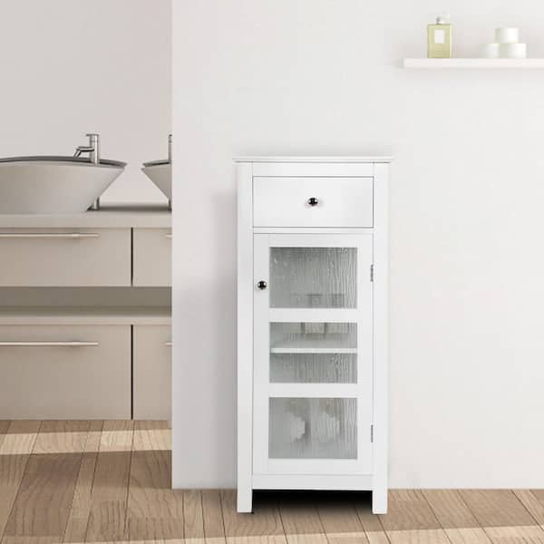 Connor 15 in. W x 14 in. D x 36 in. H Floor Cabinet with 1-Door and 1-Drawer in White