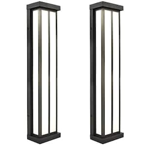 24 in. Black Outdoor LED Wall Sconce Light Fixture 3CCT 3000K/5000K 26-Watt ETL Listed IP65 Waterproof (2-Pack)