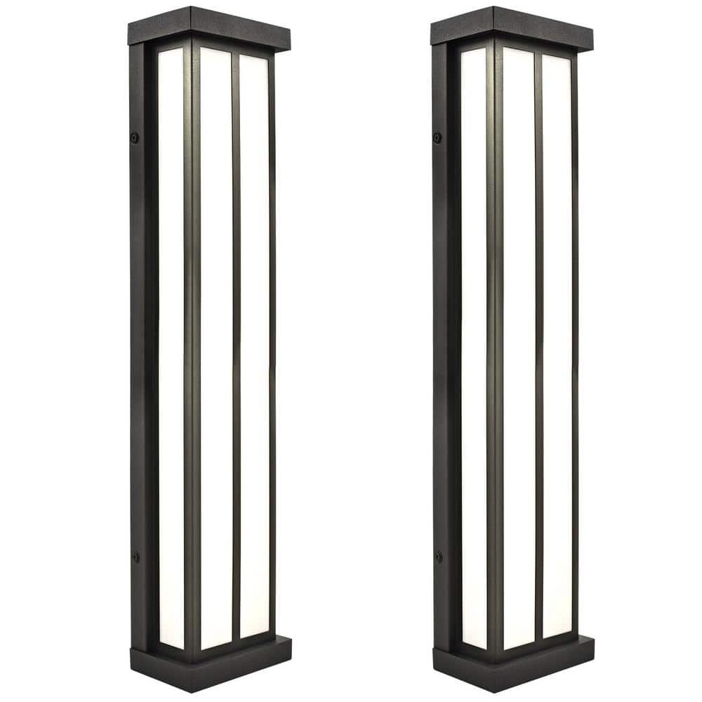 24 in. Black Outdoor LED Wall Sconce Light Fixture 3CCT 3000K/5000K 26-Watt ETL Listed IP65 Waterproof (2-Pack) price history on PriceWatchPro