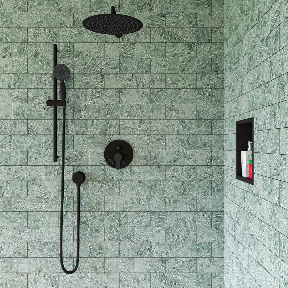 Matte Black 12" Round Ultra-Thin Stainless Steel Rain Shower Head