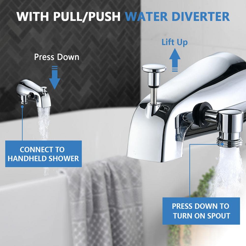 Chrome Wall Mounted Handheld Tub Spout with Diverter