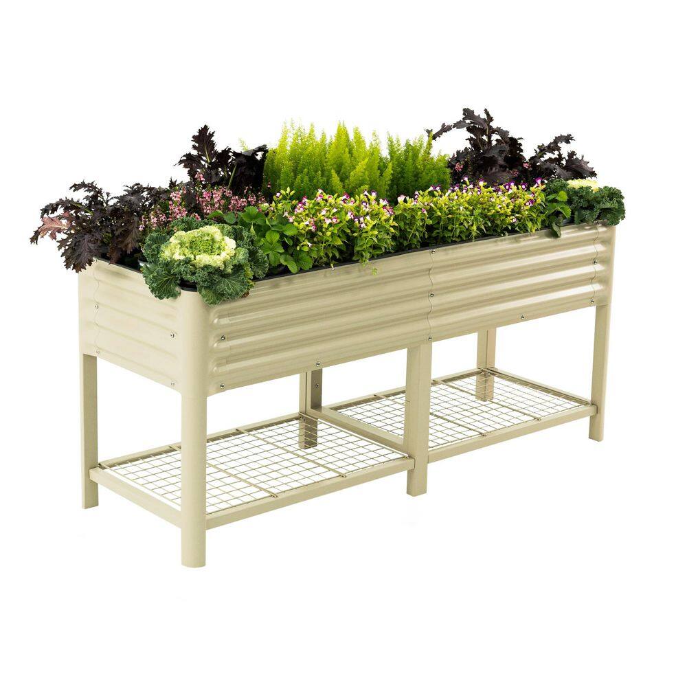 Elevated Garden Bed V Series 2' x 6' Without wheels Outdoor Planter Box for Vegetables Flower Pearl White