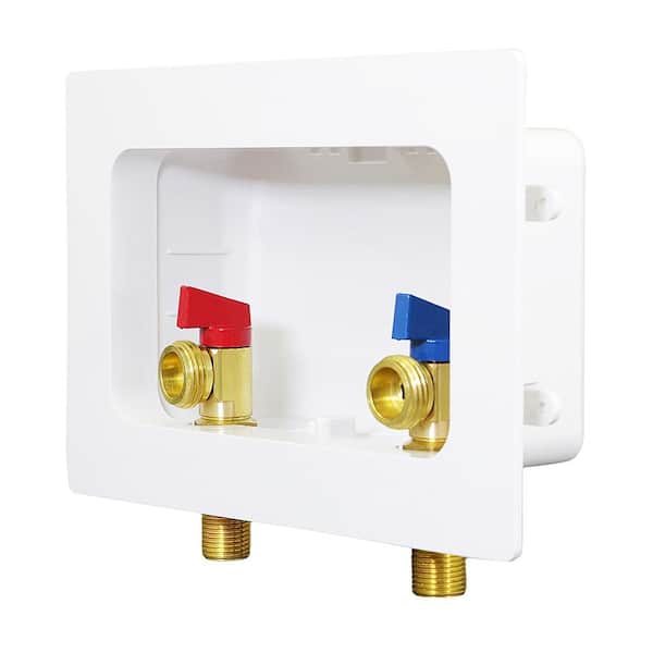 1/2 in. Sweat/MIP Brass Valve Fittings in White ABS Plastic Washing Machine Center Outlet Box