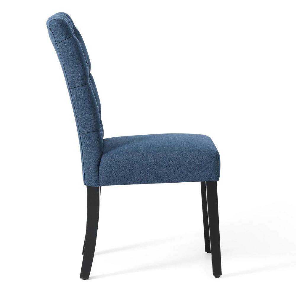 Blue Linen Upholstered Button Tufted Parsons Side Chair Set