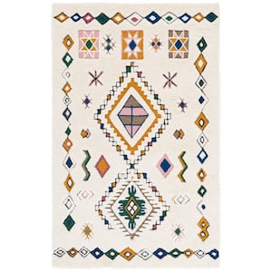 SAFAVIEH Casablanca Ivory/Green 6 ft. x 6 ft. High-Low Aztec Border ...