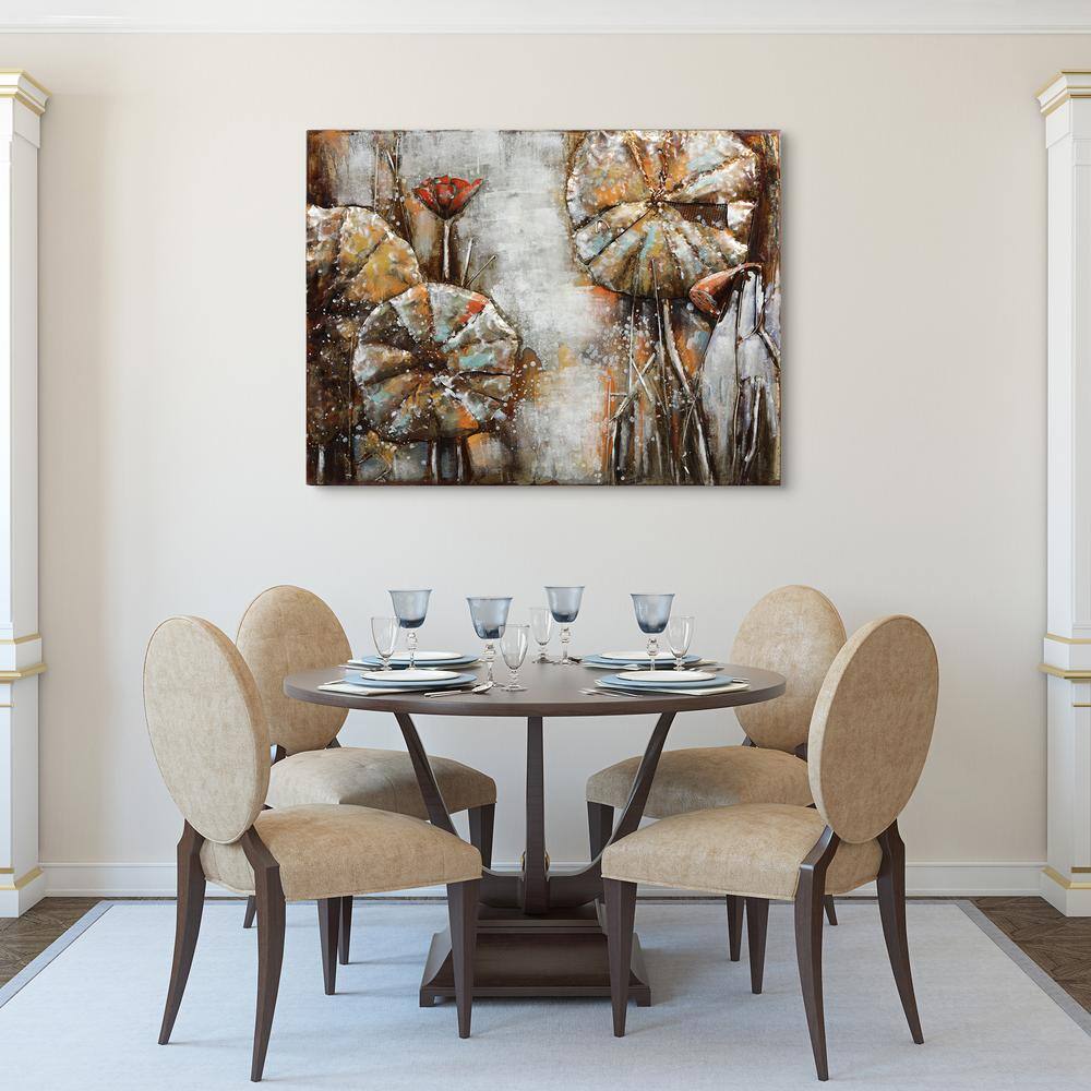 Primo 36" x 48" Mixed Media Iron Water Lily Pads Wall Sculpture