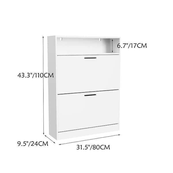 Mondawe White and Brown 2-Drawer 16.5-in File Cabinet