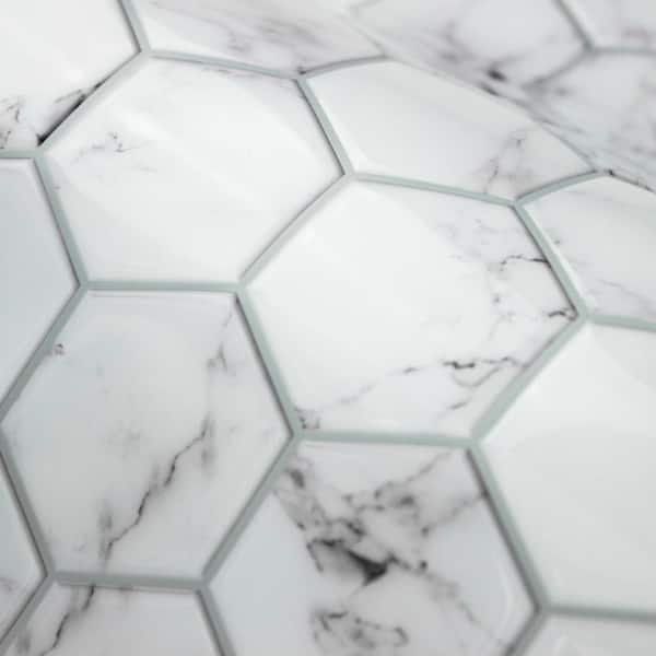 RoomMates Carrara Marble Hexagon Peel and Stick Backsplash RoomMates Carrara Marble Hexagon Peel and Stick Backsplash