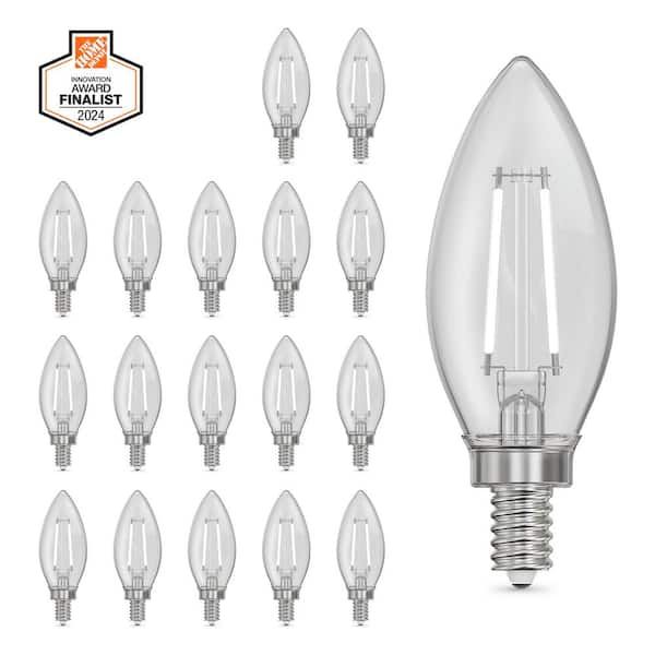 25-Watt Equivalent B10 E12 Candelabra Dimmable White Filament Clear Chandelier LED Light Bulb, Daylight 5000K (18-Pack)