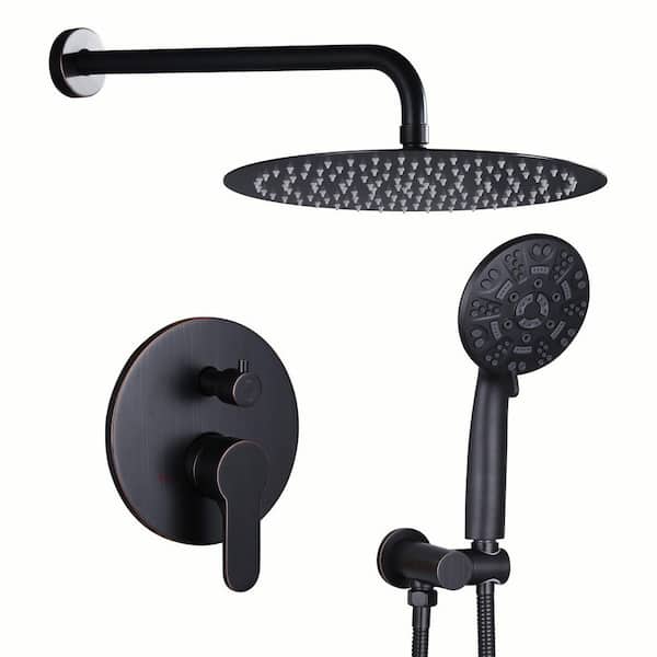 8-Spray 12 in. Fixed Shower Head and Handheld Shower Head in Oil Rubbed Bronze