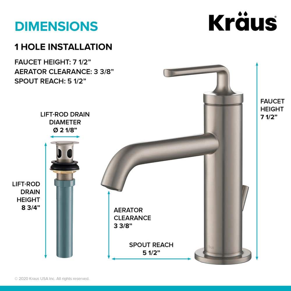 Ramus 7.38'' High Modern Spot Free Stainless Steel Bathroom Faucet