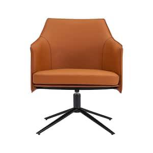 Amelia 33.27 in. Orange Faux Leather Armchair with Swivel