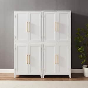 Roarke White Engineered Wood 60 in. Pantry Cabinet Set (2-Piece)