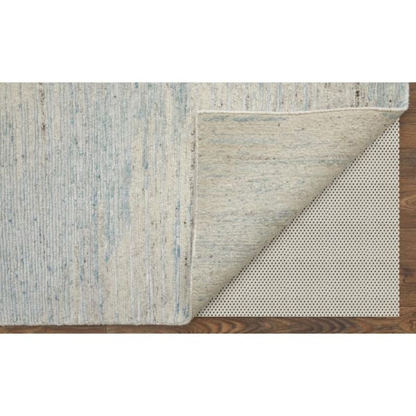 3 ft. x 5 ft. Blue Ivory And Silver Abstract Hand Knotted Distressed Area Rug