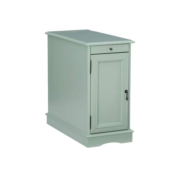 Powell Company Butte 24 in. Aqua Rectangle Wood End Table with USB