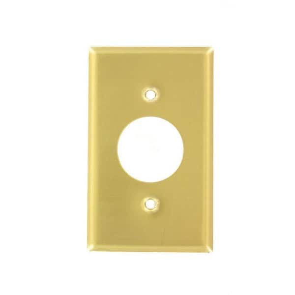 Leviton 1-Gang Brass 1.406 in. Single Outlet/Receptacle Metal Standard Wall Plate (1-Pack) 81004