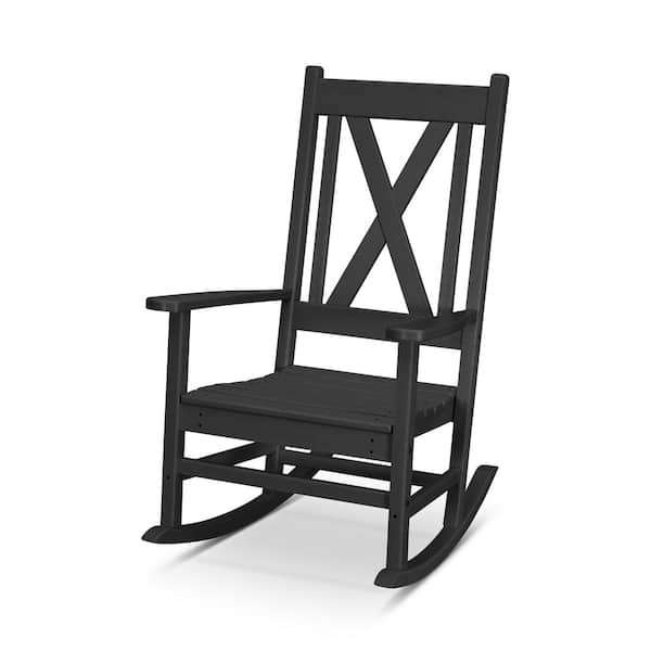 POLYWOOD Braxton Black Porch Plastic Outdoor Rocking Chair