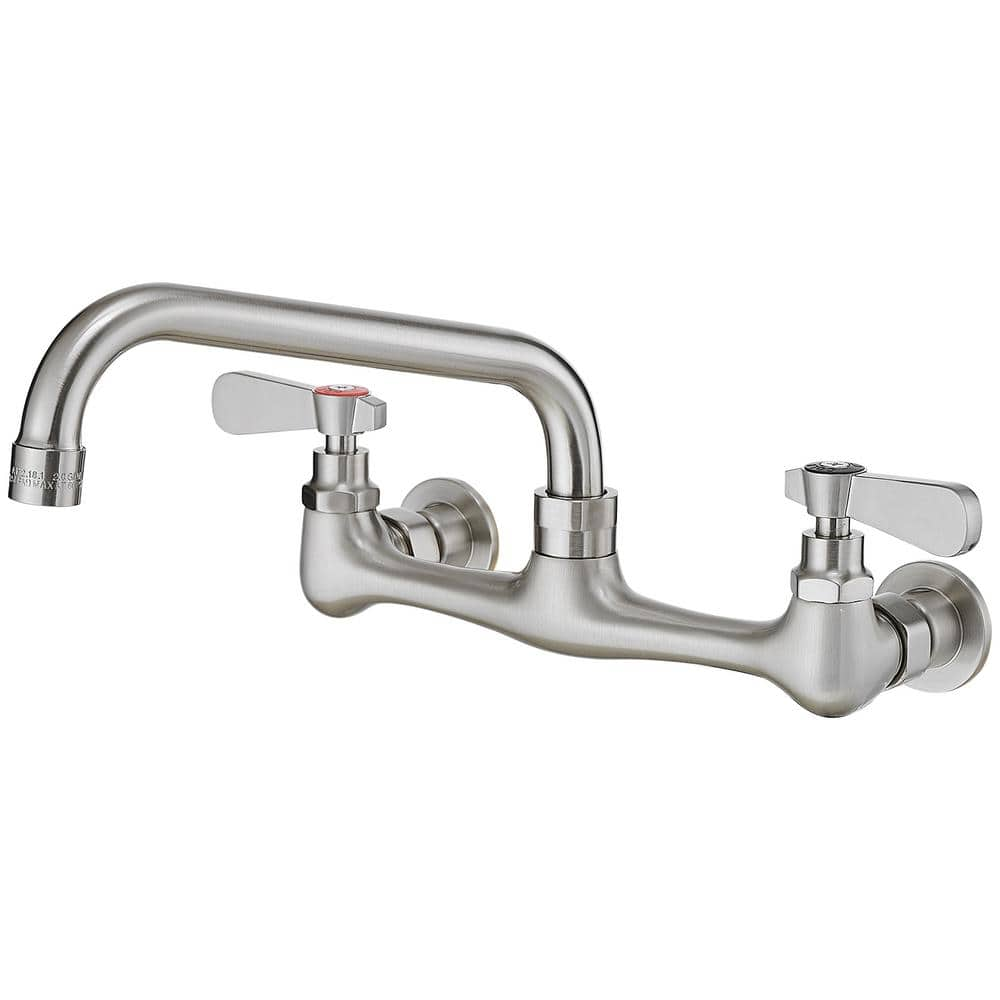 BWE Double Handles Wall Mount Modern Standard Kitchen Faucet With 8   Brushed Nickel Bwe Standard Kitchen Faucets A 94253 N 64 1000 