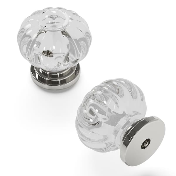 HICKORY HARDWARE Crystal Palace 1-1/8 in. Dia Crysacrylic with Polished Nickel Finish Cabinet Knob (10-Pack)