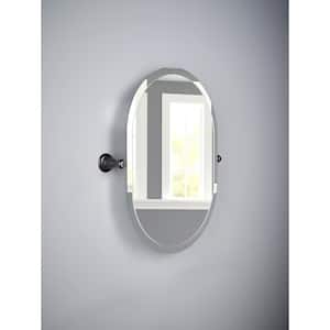 Porter 26 in. x 23 in. Frameless Oval Bathroom Mirror with Beveled Edges in Oil Rubbed Bronze