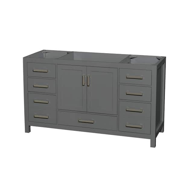 Wyndham Collection Sheffield 59 in. W x 21.5 in. D x 34.25 in. H Single Bath Vanity Cabinet without Top in Dark Gray