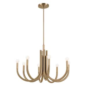 Odensa 29.25 in. 8-Light Champagne Bronze Modern Candle Circle Chandelier for Dining Room