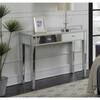 Convenience Concepts 42 in. Silver Rectangular 2 -Drawer Writing Desk with Glass Mirror Inlay 413372