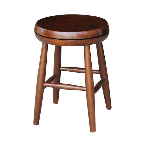 International Concepts Scooped Seat 18 in. Espresso Swivel Bar Stool