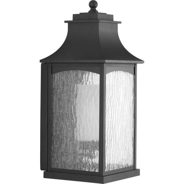 Progress Lighting Maison CFL Black Transitional Seeded Glass Lantern Pendant Light