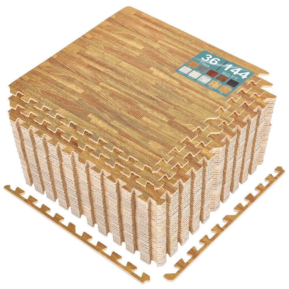 Light Brown 24 in. W x 24 in. L x 0.38 in. Thick Foam Interlocking Gym Floor -Tiles (36-Tiles/Pack) (144 sq. ft.) price history on PriceWatchPro