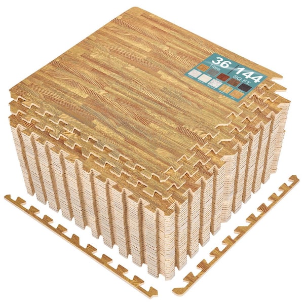 Light Brown 24 in. W x 24 in. L x 0.38 in. Thick Foam Interlocking Gym Floor -Tiles (36-Tiles/Pack) (144 sq. ft.)