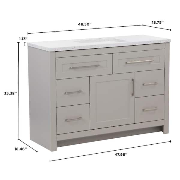 Buy Clady 48.5 in. W x 18.75 in. D Bath Vanity in Gray with Cultured ...