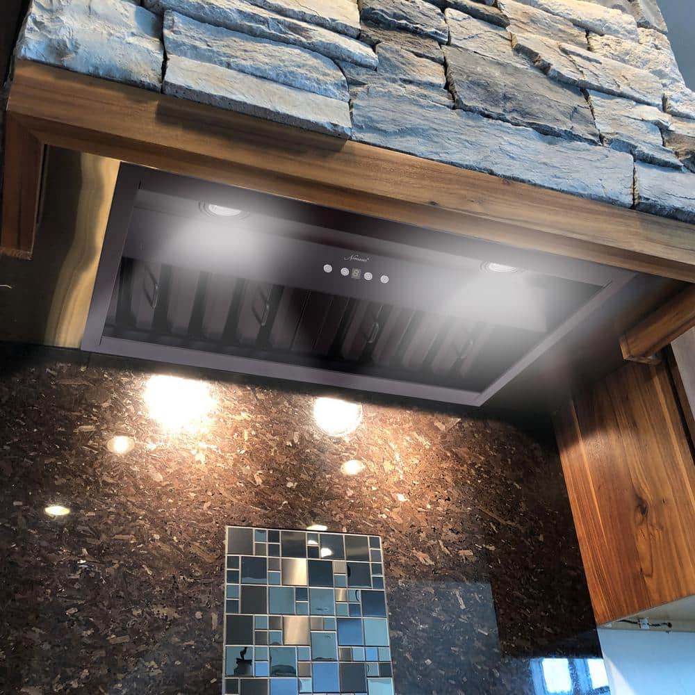 Matte Black Stainless Steel 30" Insert Range Hood with Charcoal Filter