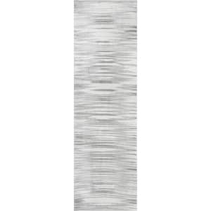 Kiley Faded Serene Stripes Gray 2 ft. 8 in. x 8 ft. Runner Rug