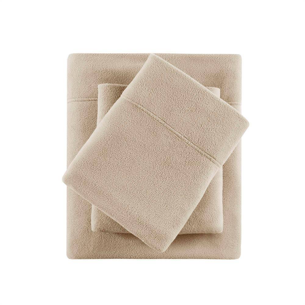 Khaki Twin XL Microfiber Fleece Sheet Set