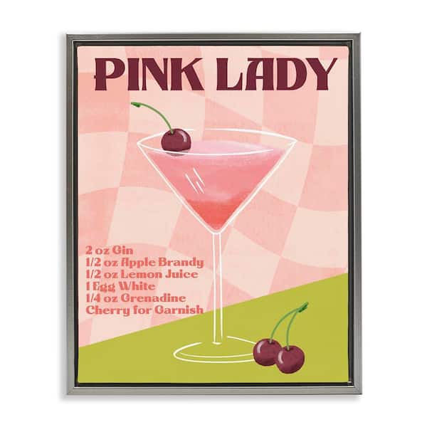 Stupell Industries Retro Pink Lady Recipe by Deane Beesley Gray Floater Frame Food Graphic Art Print 21 in. x 17 in.