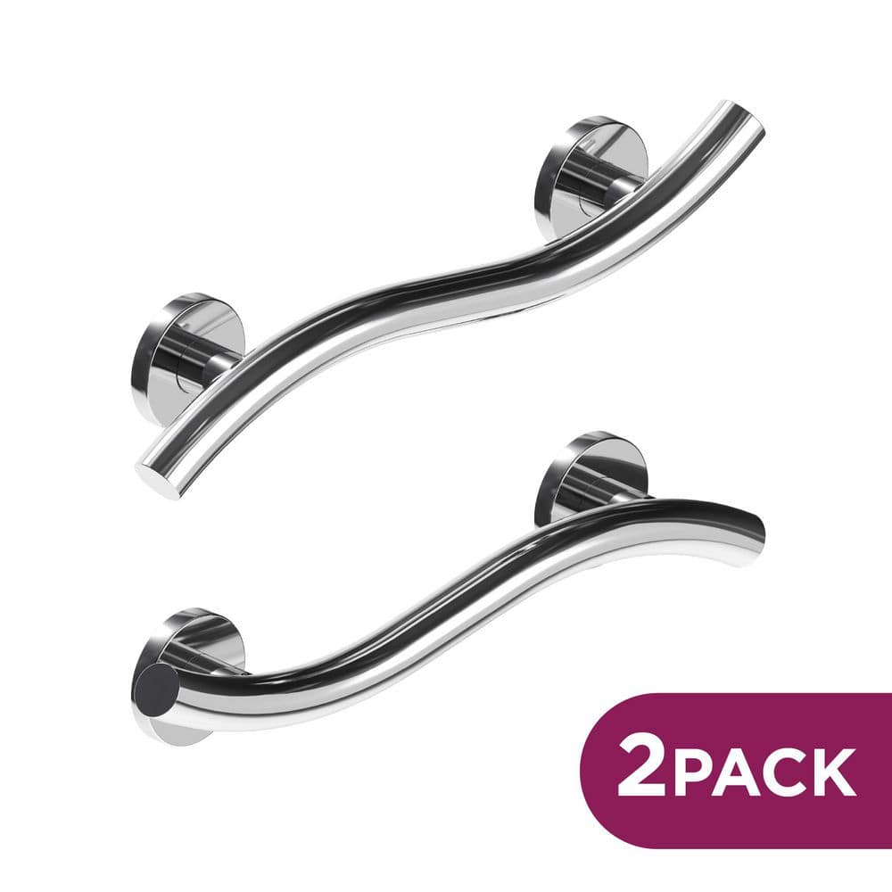 Decorative Wave Grab Bars 18 in. ADA Compliant, Left And Right Orientation in Polished Chrome (2x Pack) price history on PriceWatchPro