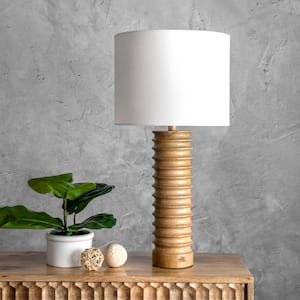 Canton 25 in. Natural Farmhouse Table Lamp with Shade