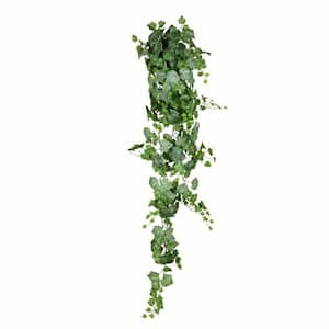 6 ft. Green and White Artificial Grape Leaf Ivy Hanging Basket